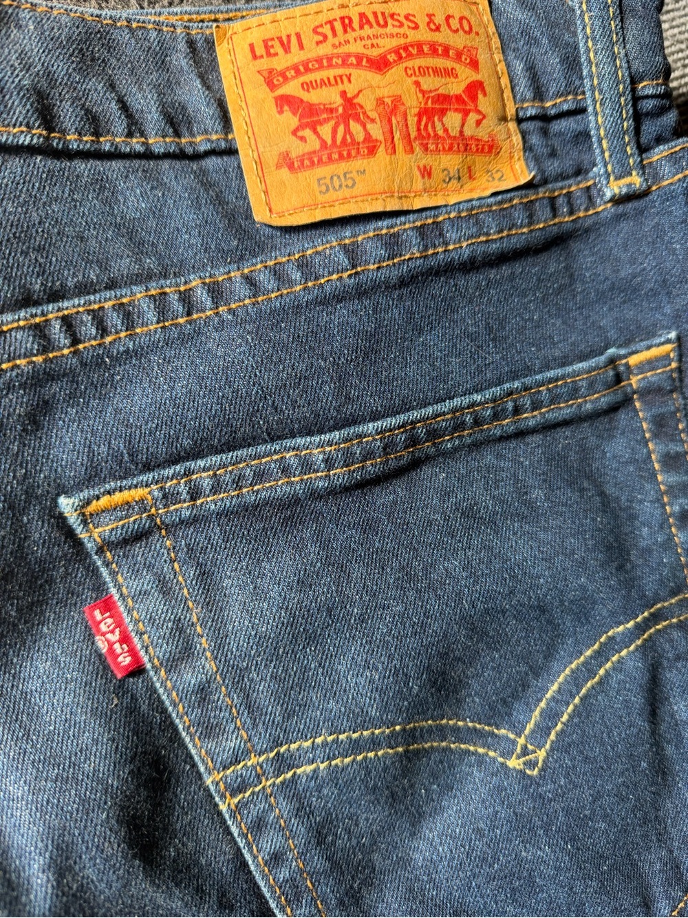 Levi's Slim Straight Jeans in Dark Blue with Yellow Stitching